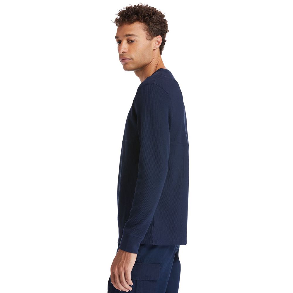 Camisa Masculino - Timberland Wharf River Waffle-Knit Henley - BAKGI6782 - Azul Marinho